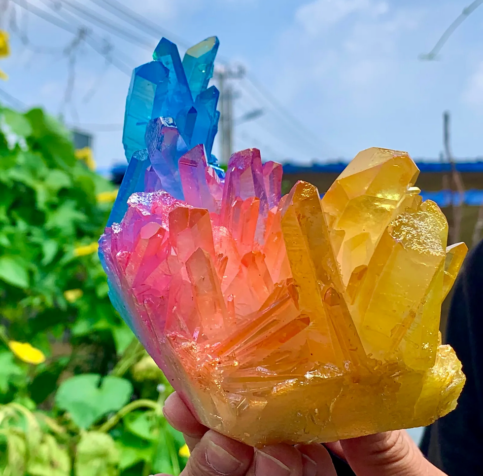 Rainbow Aura Quartz Cluster 2lbs