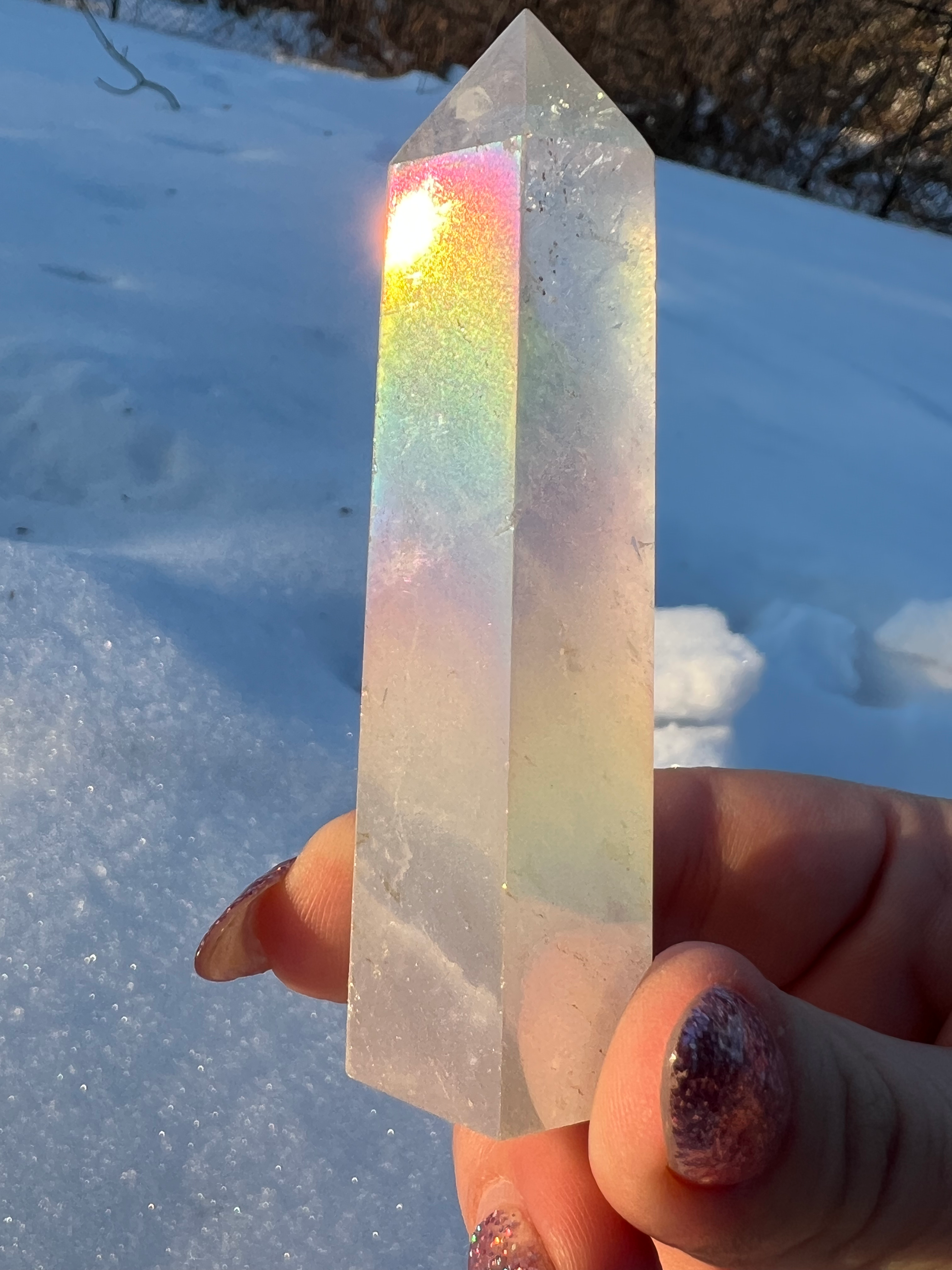 Aura Clear Quartz Crystal Point 75g