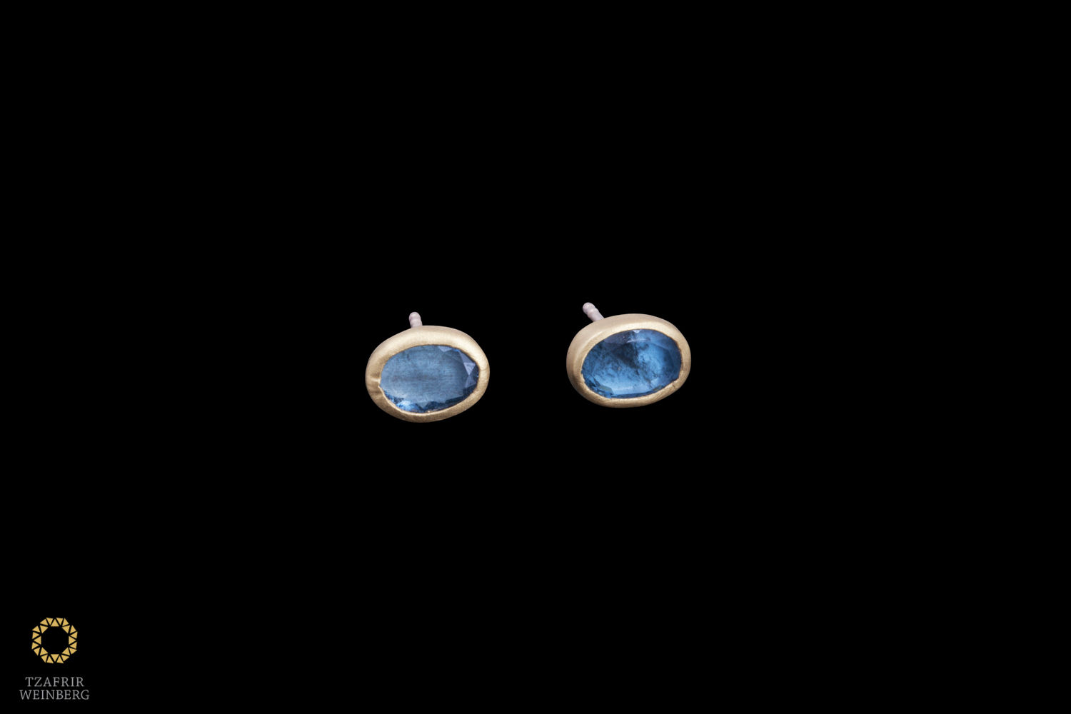 18K Gold earrings with Aquamarine gems wrapped with 22k gold