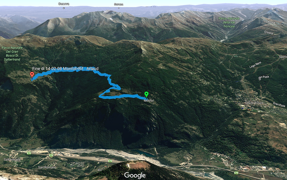 La traccia gps da Monfol al Rif. Arlaud (scaricabile in "Traccioteca")