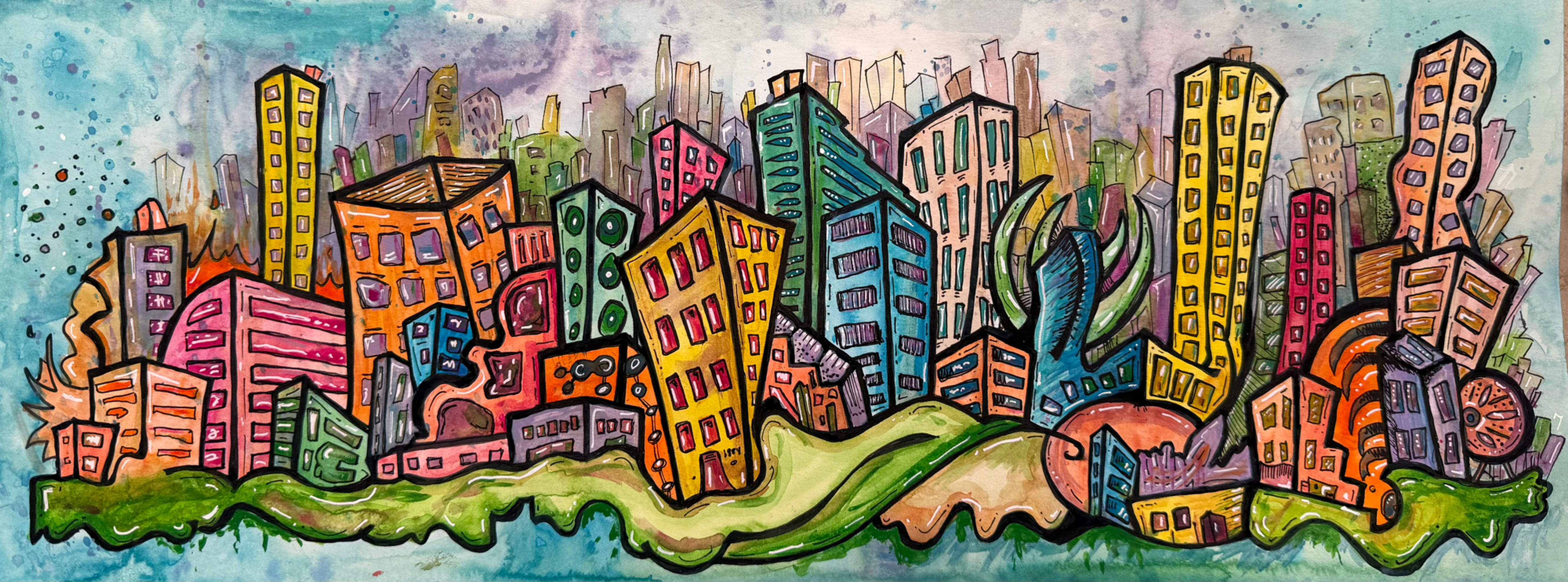 Faded Backgrounds - Watercolor and Ink on Paper