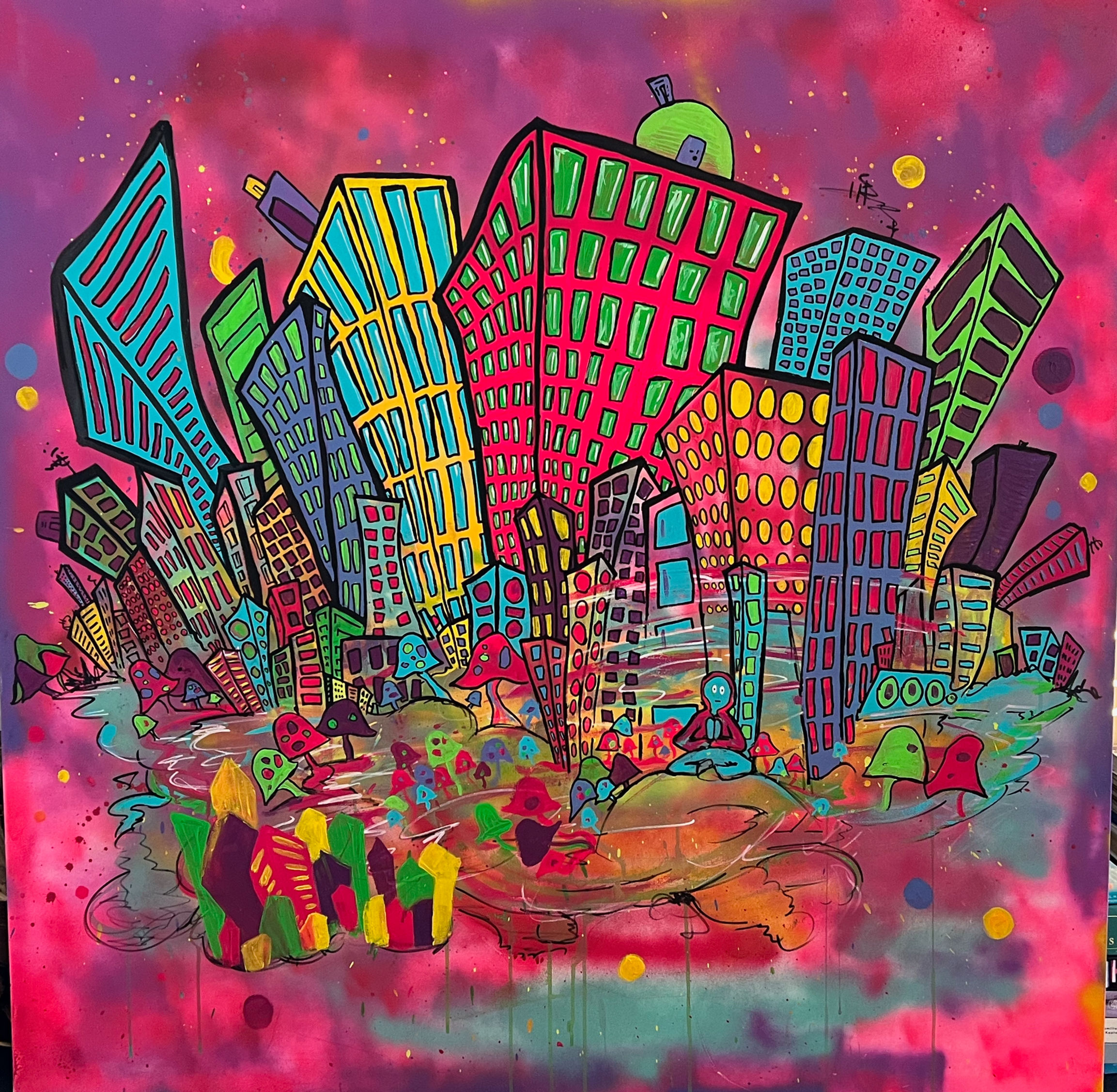 Damaged #5 - 48"x48" Spray & Acrylic Paint on Stretched Canvas