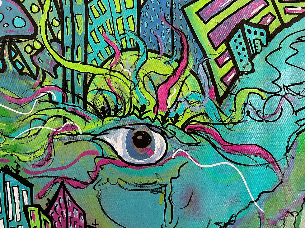 Thumbnail: Damaged #2 - 48"x48" Spray & Acrylic Paint on Stretched Canvas