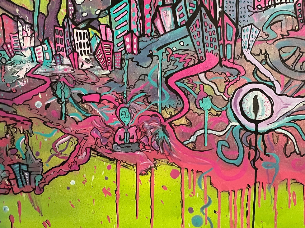 Thumbnail: Damaged #1 - 48"x48" Spray & Acrylic Paint on Stretched Canvas