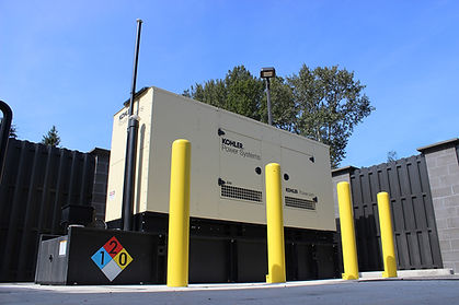 Electrical power box with yellow safety bars