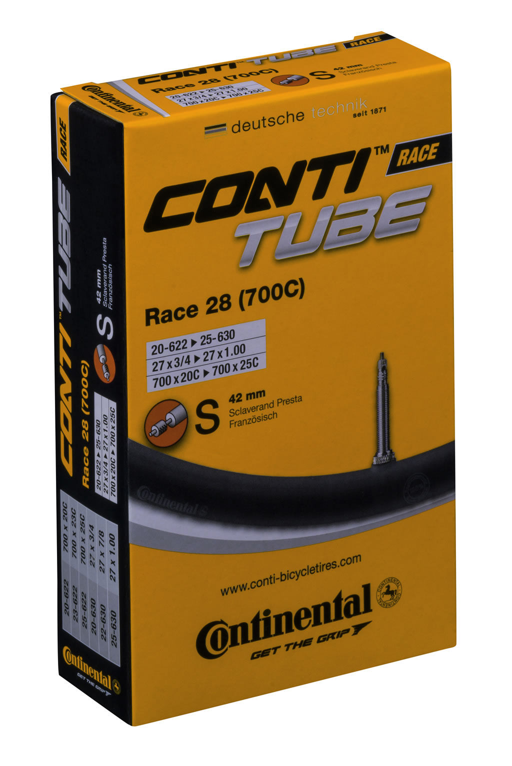 Camara Continental Race Tube 700C X 20 25 Valvula Presta 42mm