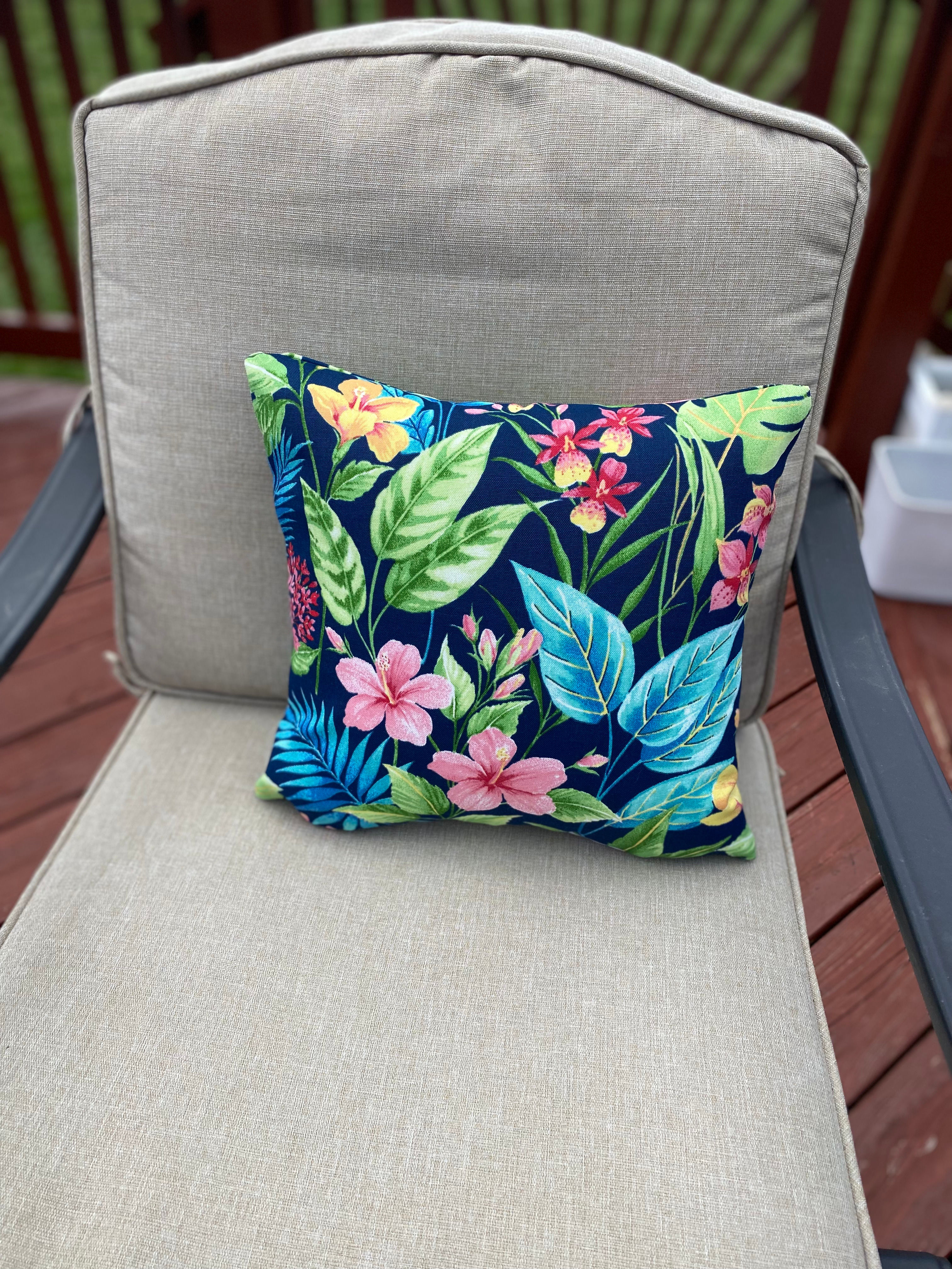 Island Flowers Outdoor Pillow