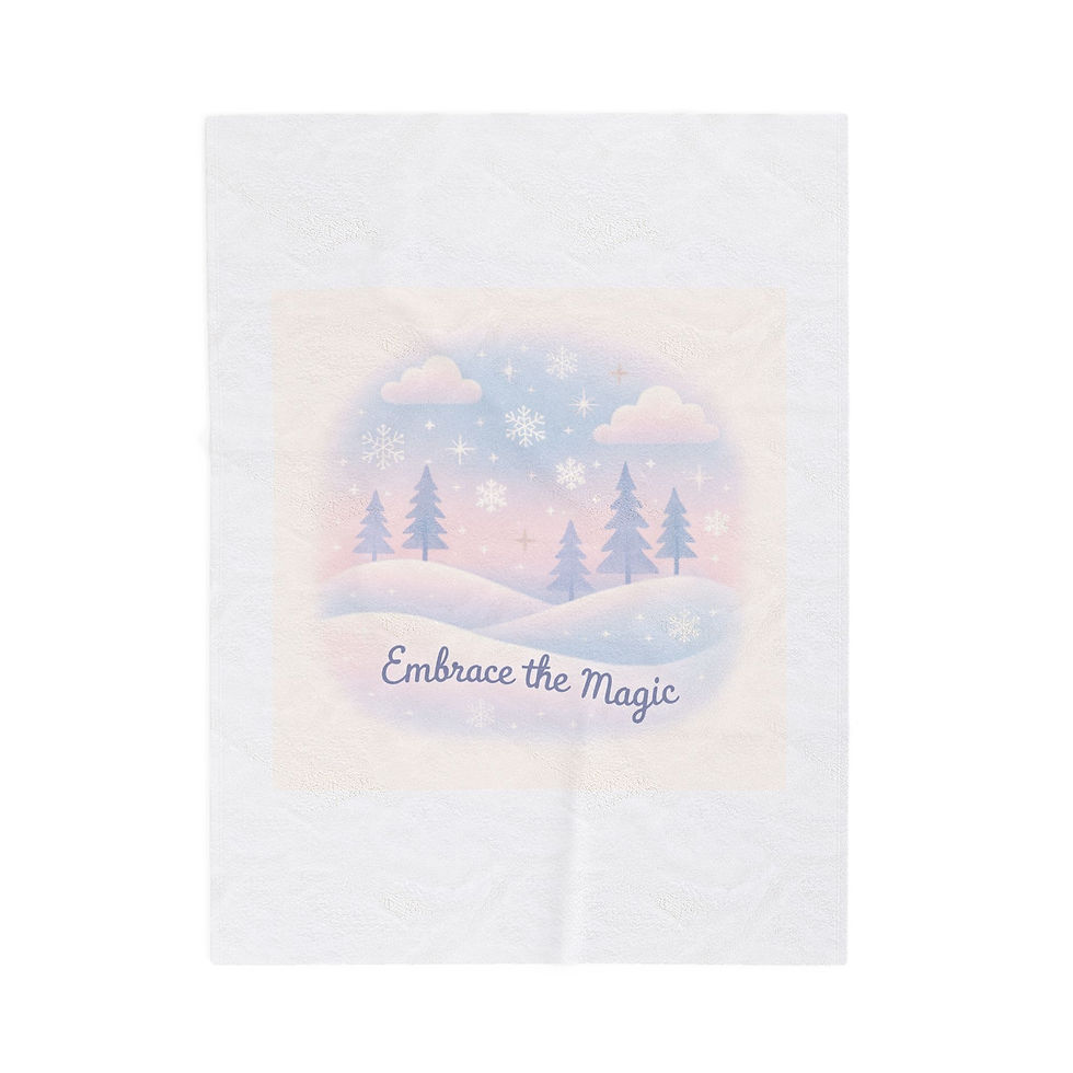 Thumbnail: Embrace the Magic Velveteen Plush Blanket — Pastel Winter Snow Scene Cozy Throw