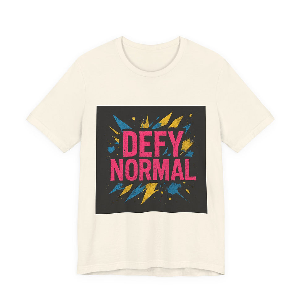 Thumbnail: Defy Normal Graphic Tee — Bold Retro Lightning Statement Shirt