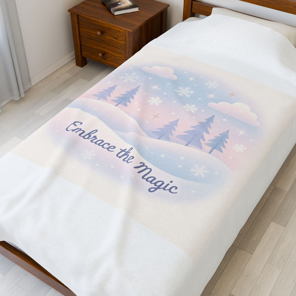 Thumbnail: Embrace the Magic Velveteen Plush Blanket — Pastel Winter Snow Scene Cozy Throw