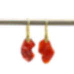 Dancing Red Mexican Fire Opal Earrings in 18k Recycled Yellow Gold