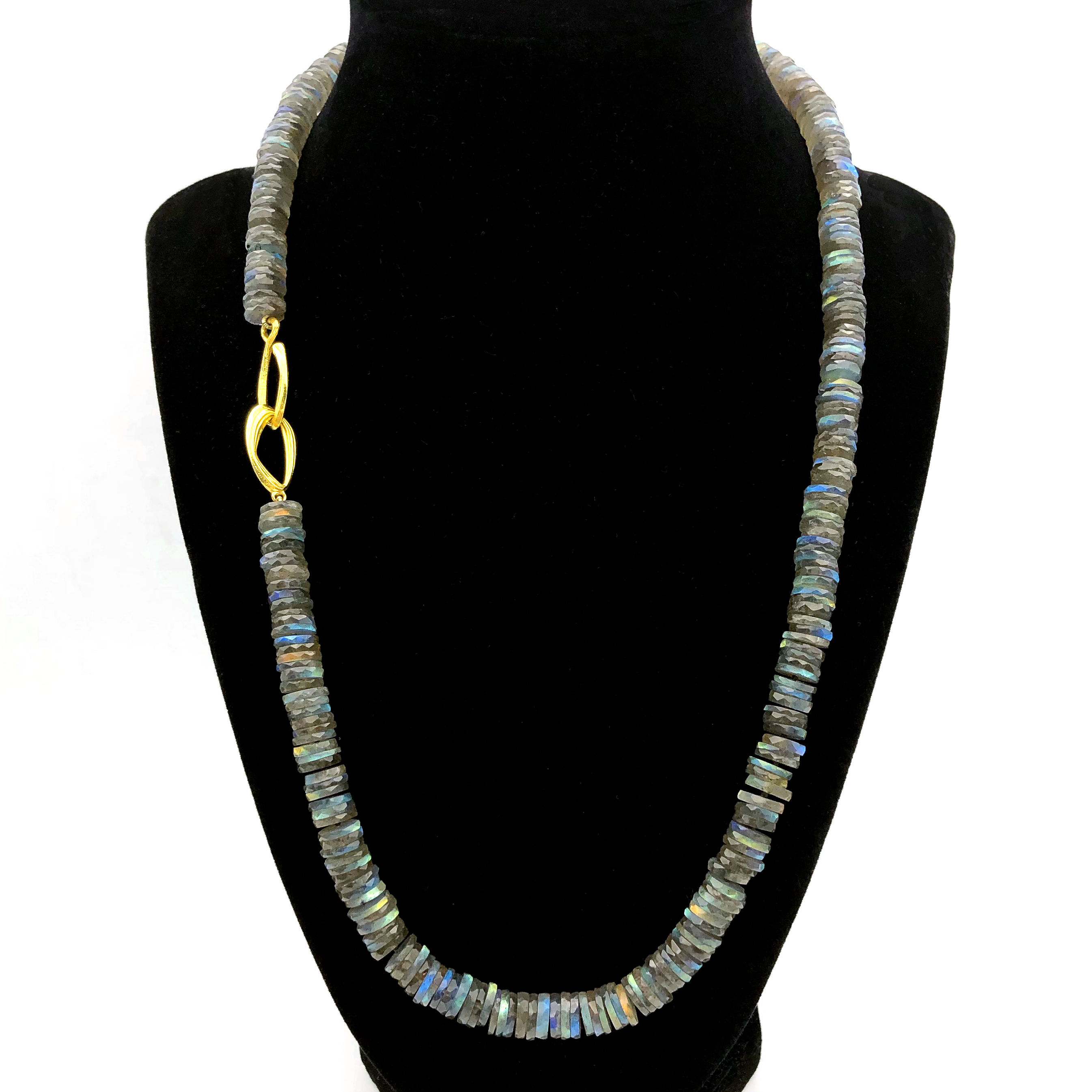 Faceted Labradorite Strand Necklace in 18k Recycled Yellow Gold
