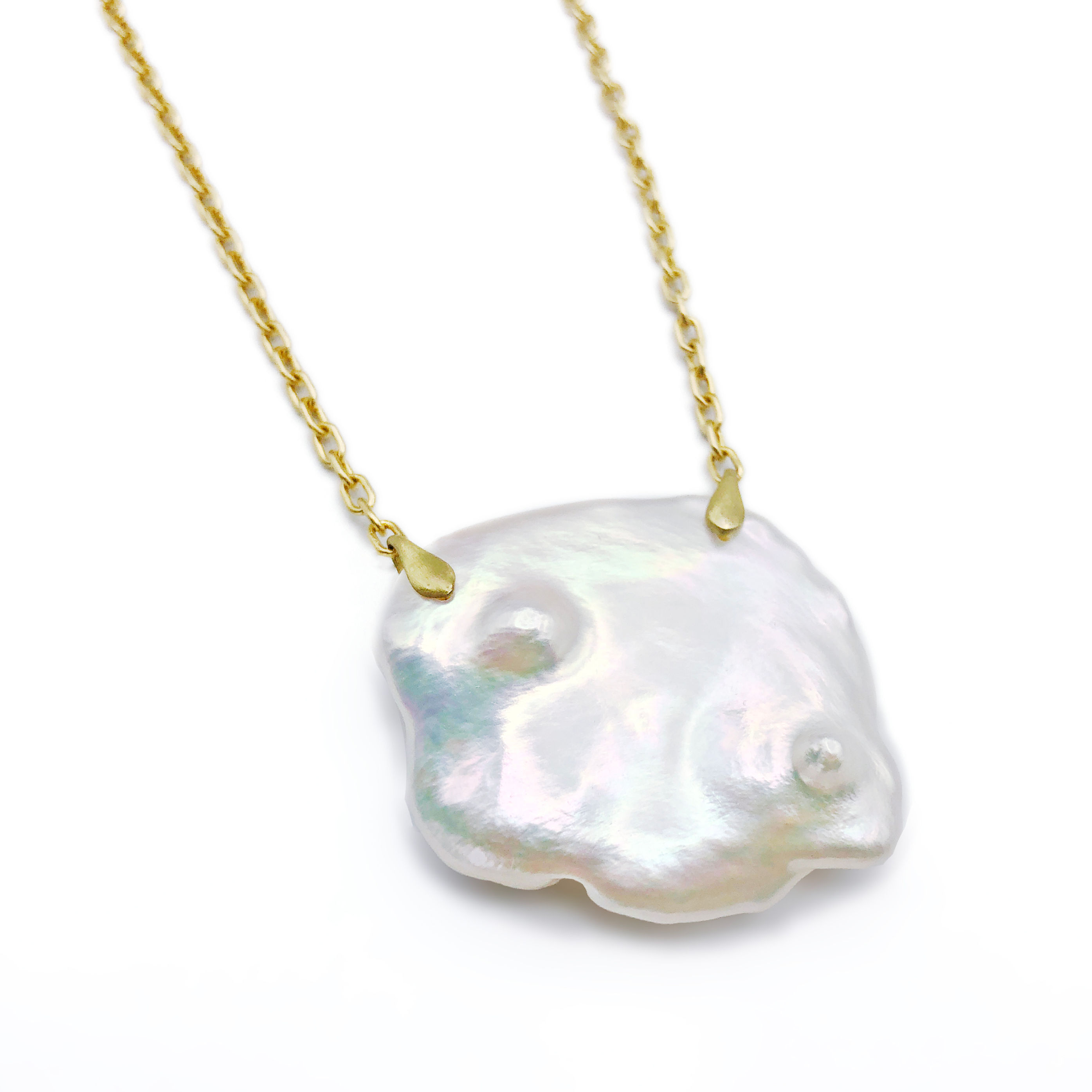 Birth Mark Pearl Coin Necklace in 18kyg