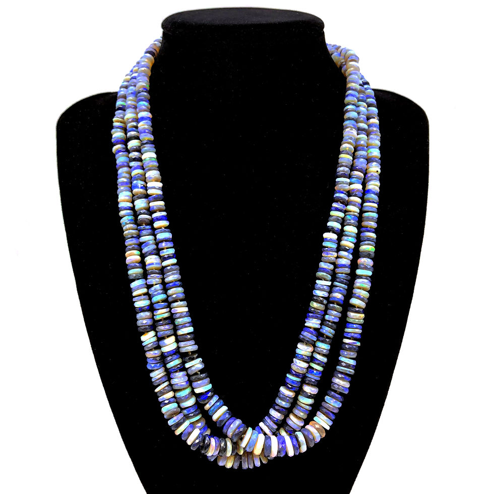 Thumbnail: Australian Blue Opal Triple -Strand Candy Necklace in 18k Recycled Yellow Gold 18 inches