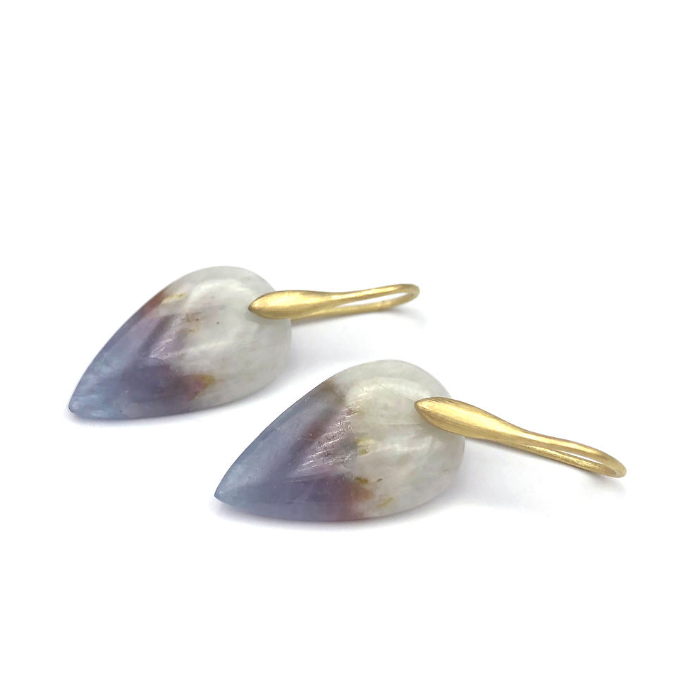 Paraiba in Quartz Upside-Down Teardrop Earrings in 18k Recycled Yellow Gold