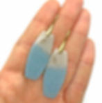 Thumbnail: Blue and White Colorblock Trolleite in Quartz Earrings | 18k Recycled Yellow Gold
