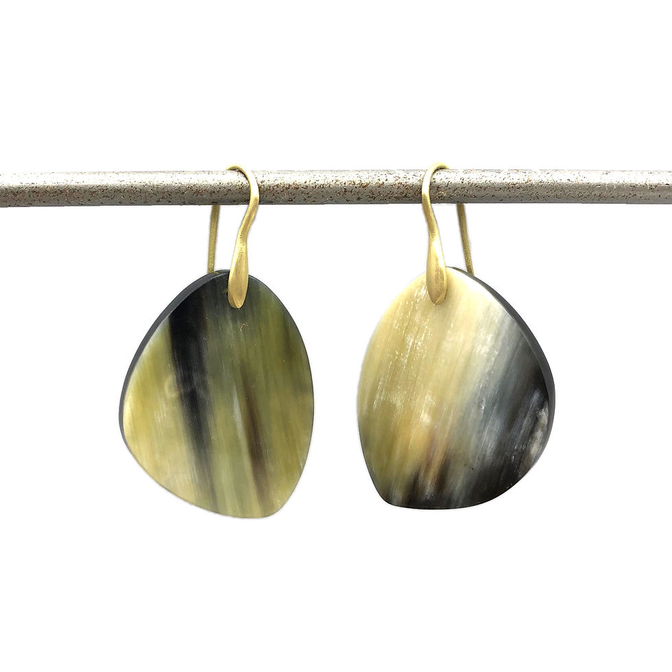 Water Buffalo Horn Earrings in 18k Recycled Yellow Gold