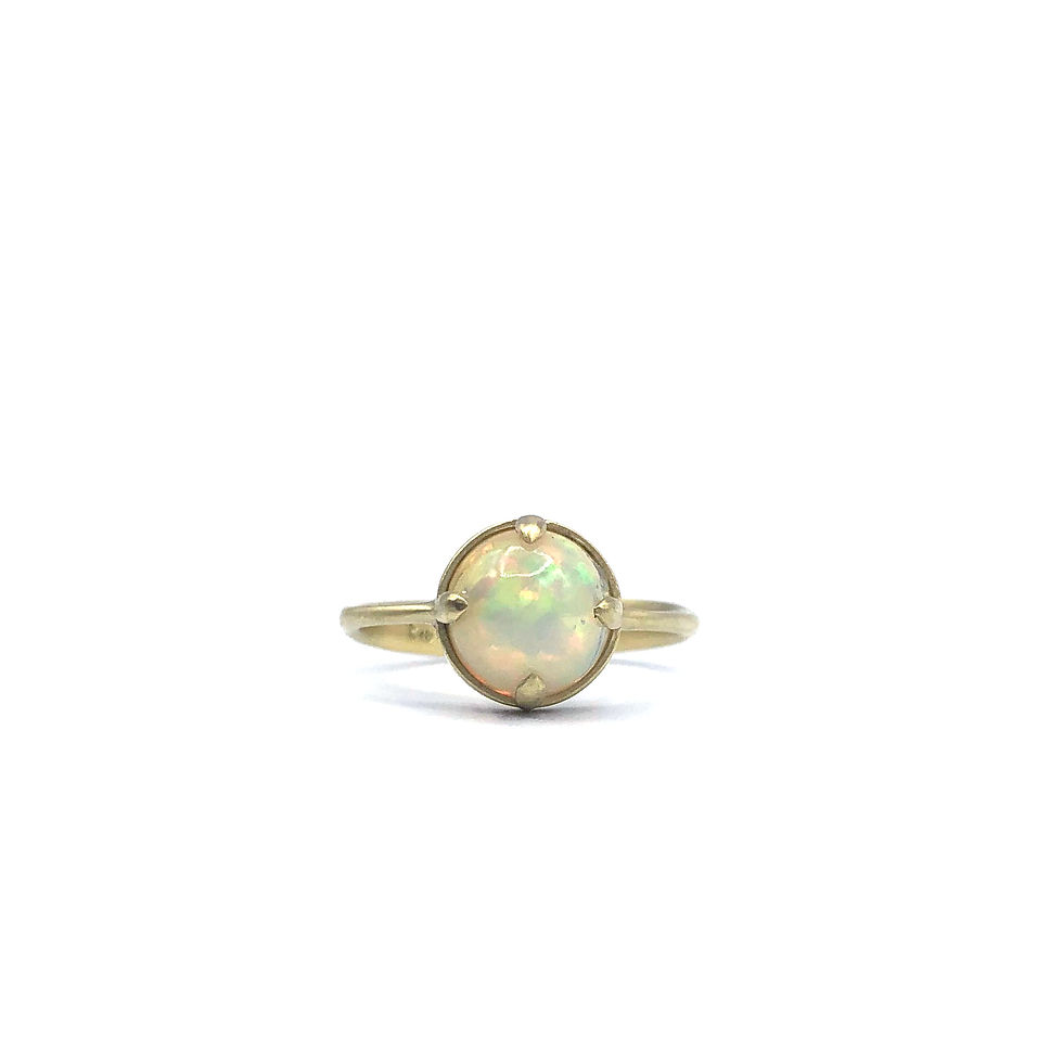 Thumbnail: Round Cabochon Ethiopian Opal Discoball Ring | 18k Recycled Yellow Gold