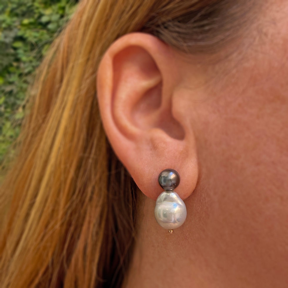 Thumbnail: Baroque Akoya Pearl and Tahitian Pearl Earrings