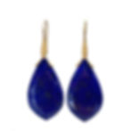Thumbnail: Lapis Lazuli Leaf Trapeze Earrings 2" in 18kyg