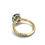 Thumbnail: Custom Sapphire Ring with Ornate Engraving and Diamond Detail in 18k Yellow Gold