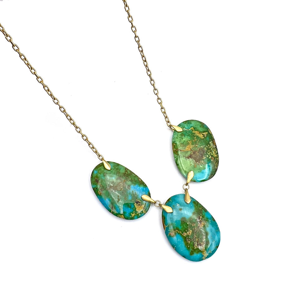 Thumbnail: Turquoise Feather Necklace in 18k Yellow Gold