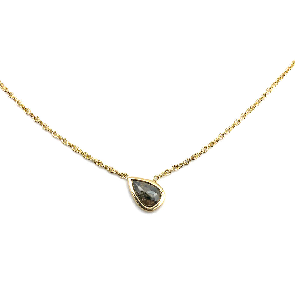 Thumbnail: Asymmetrical Rose-cut Pear-Shaped Black Diamond Necklace in 14k Recycled Yellow Gold