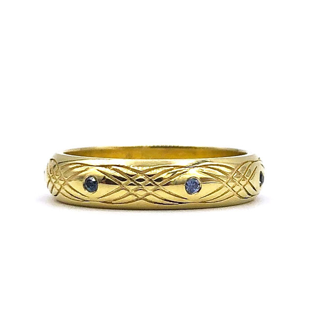Custom Wedding Band w Sapphire