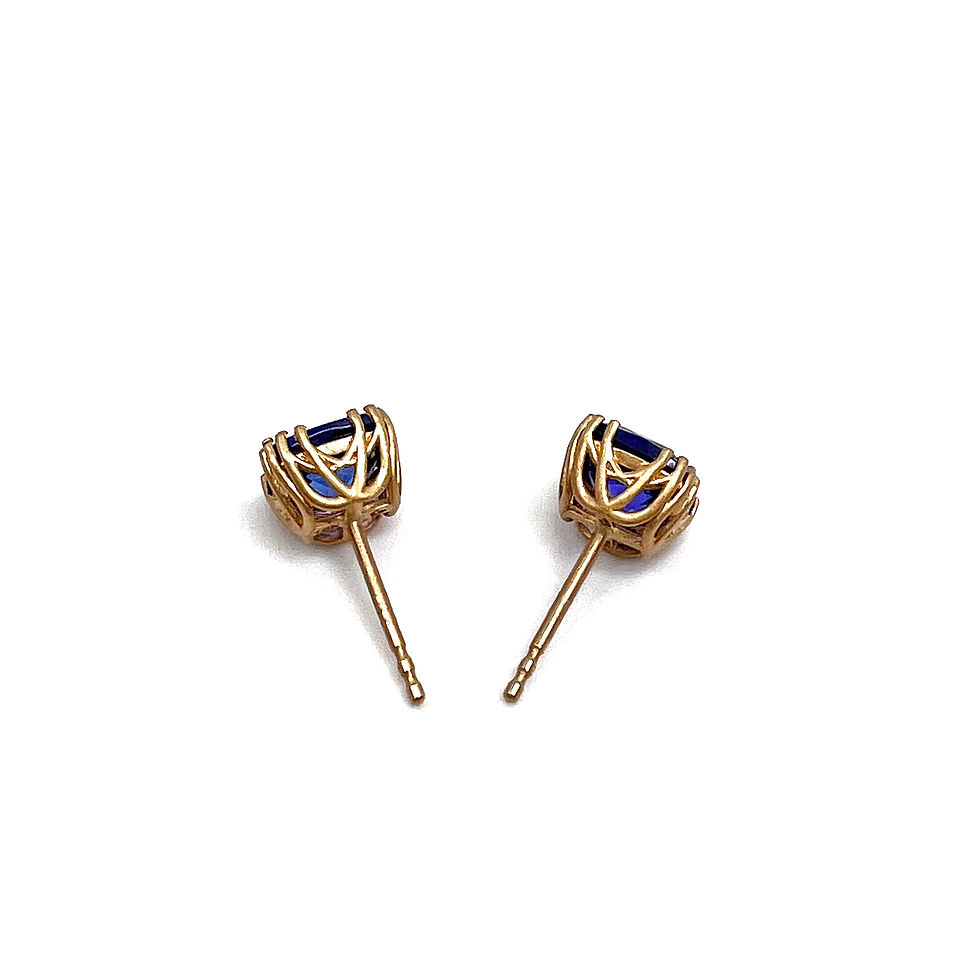 Thumbnail: Tanzanite Cushion Cut Caesarea Studs 18k yellow gold