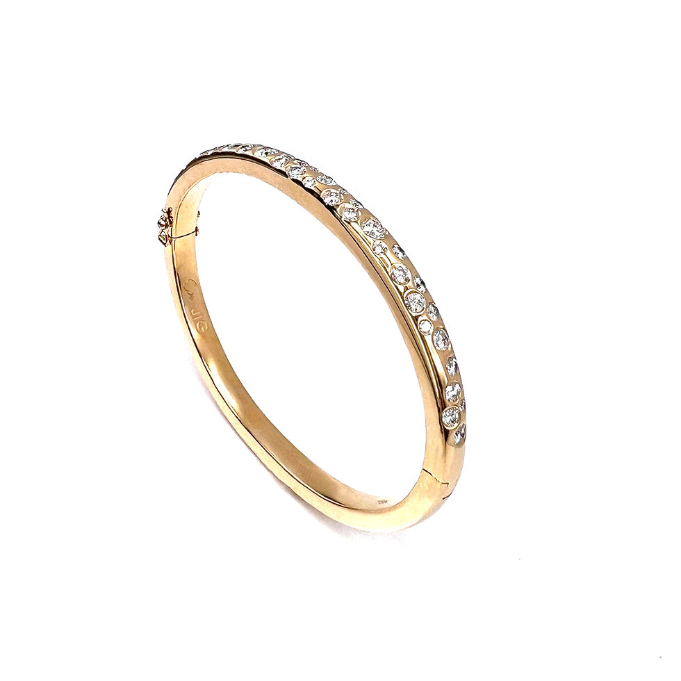 Thumbnail: Scattered Diamond Hinge Bangle in 18k Yellow Gold