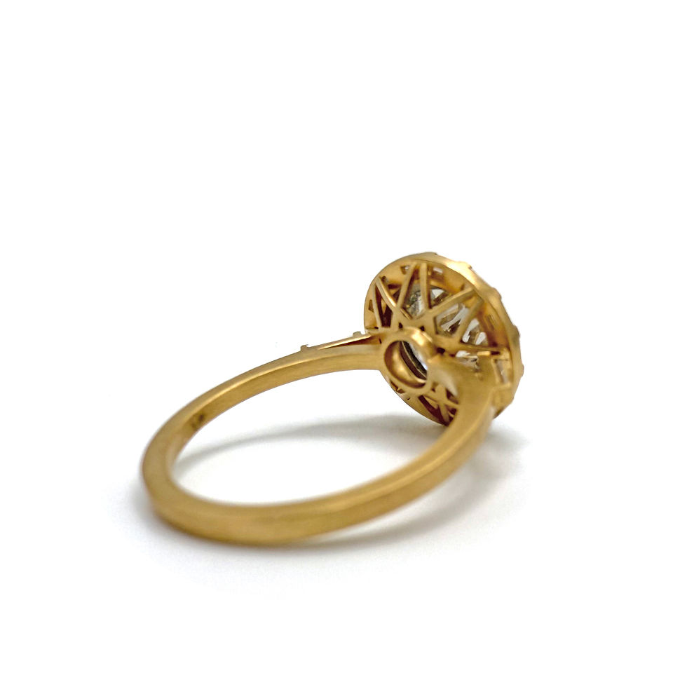 Thumbnail: West Side Baguette Halo Ring with 2.52ct Round Brilliant Cut Diamond in 18kyg