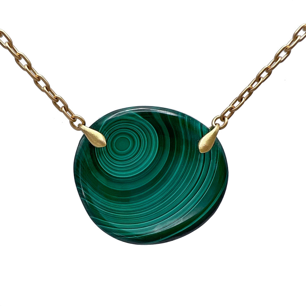 Thumbnail: Malachite Bullseye Coin Necklace 18kyg