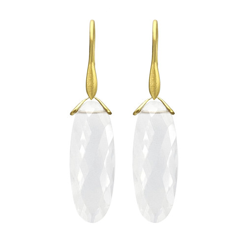 Oval Rock Crystal Trapeze Earrings 18k Yellow Gold originaleve