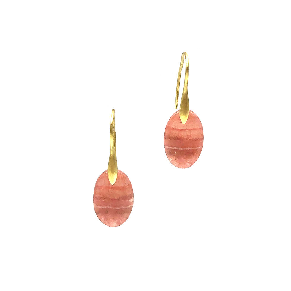 Rhodochrosite Oval Earrings in 18k Recycled Yellow Gold