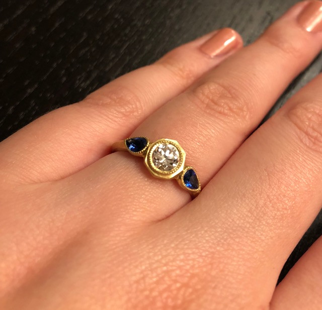 Custom Diamond and Sapphire Engagement Ring