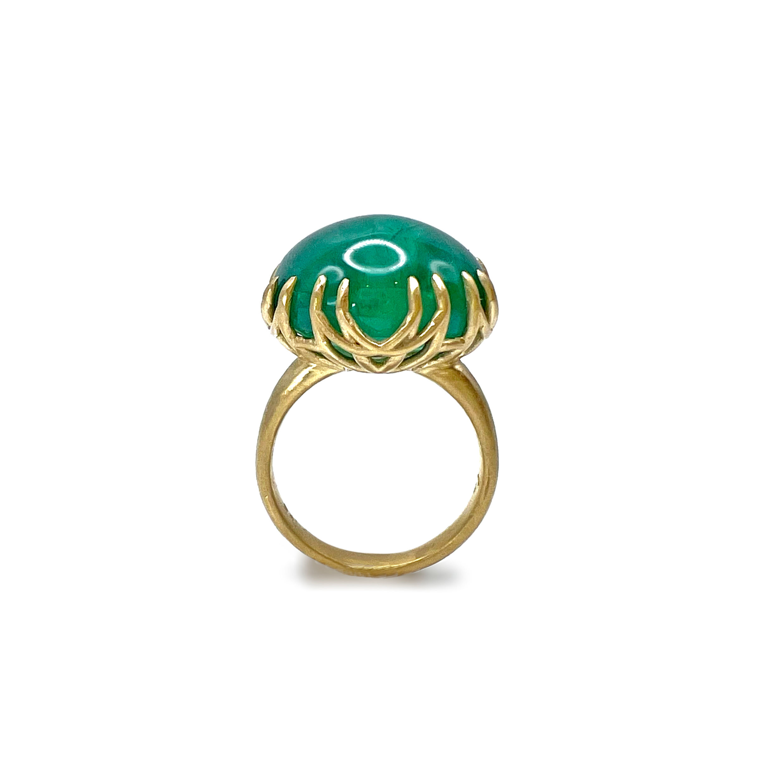 19.77ct Oval Cabochon Zambian Emerald Caesarea Ring in 18k yellow gold