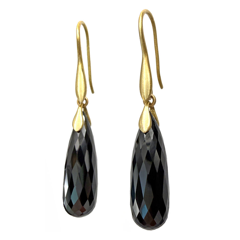 Thumbnail: Black Spinel Dancing Earrings in 18k Yellow Gold