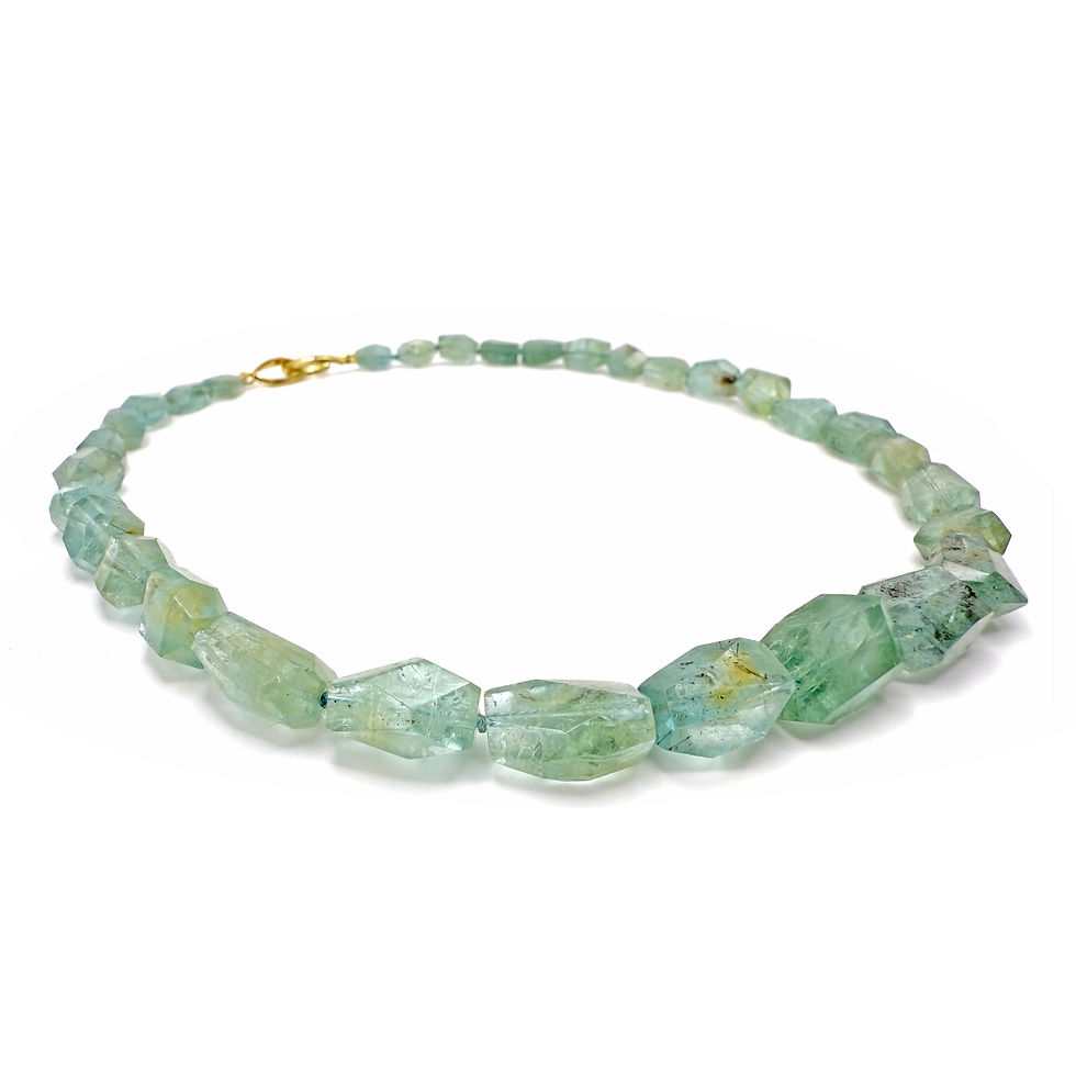 Thumbnail: Sea Foam Aquamarine Chiseled Candy Necklace | 18k |  17.5 in