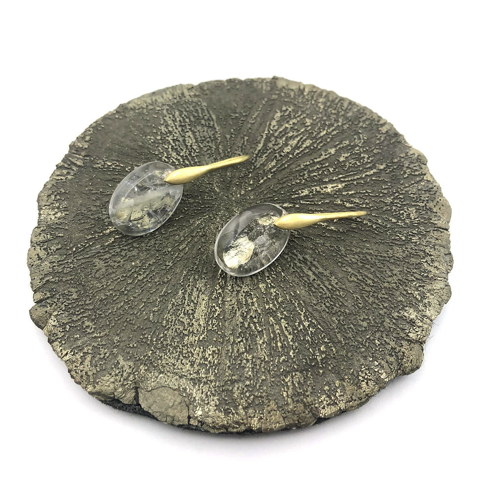 Thumbnail: Quartz with Pyrite Earrings in 18k Recycled Yellow Gold