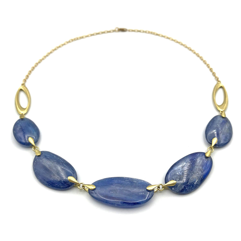 Thumbnail: Blue Kyanite Ovals Necklace | 18k Recycled Yellow Gold | 16 in