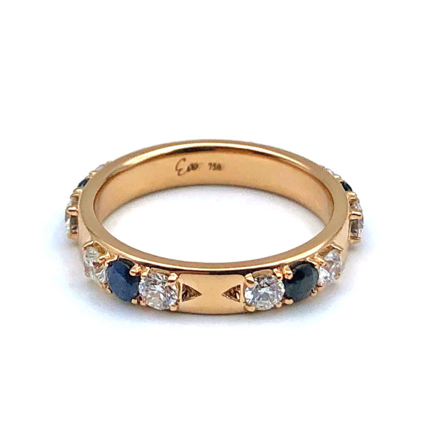 Thumbnail: Sapphire and Diamond Heirloom Redesign Band Ring in 18k Recycled Rose Gold