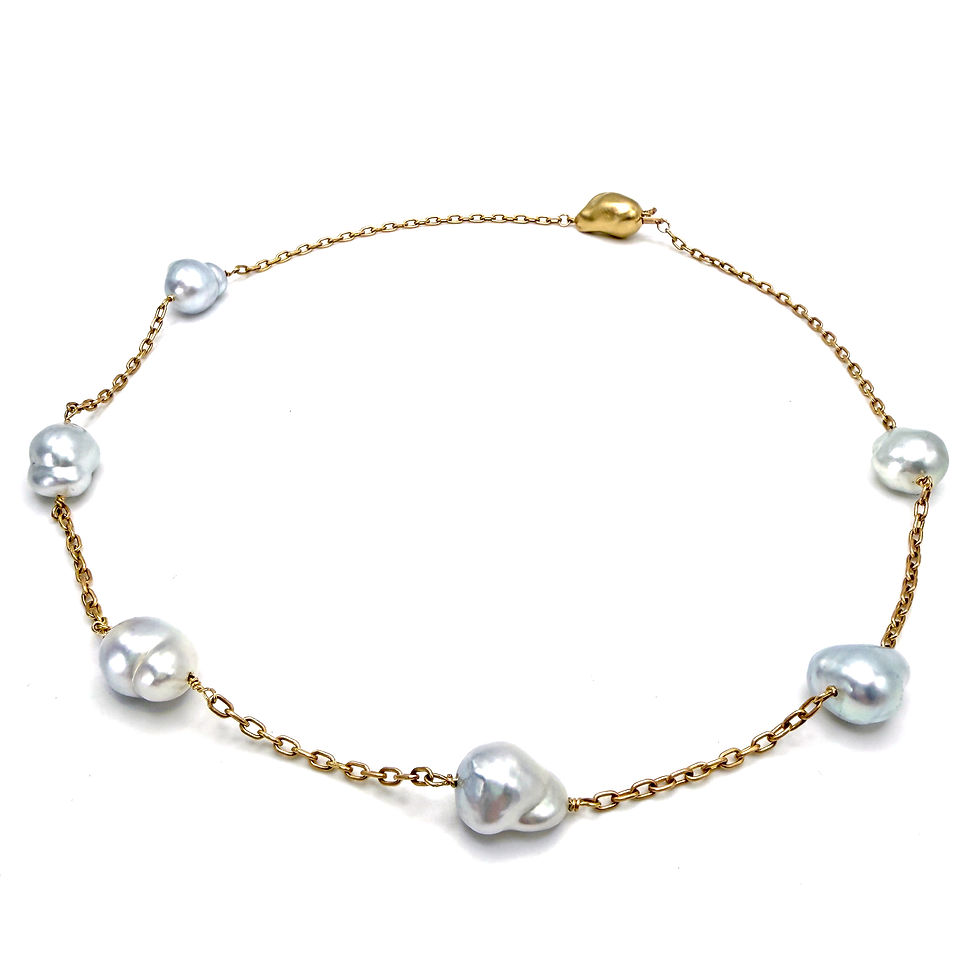 Thumbnail: Baroque Akoya Pearl Station Necklace 18kyg