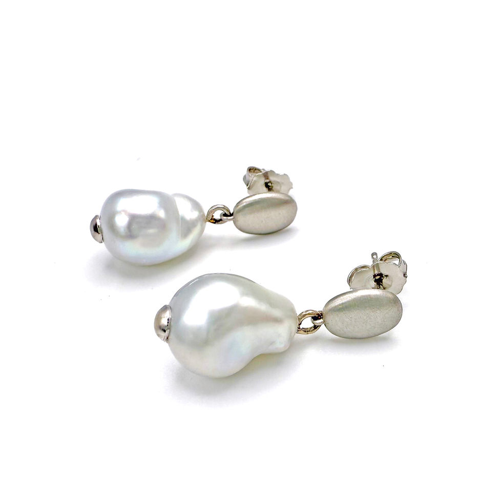 Baroque Akoya Pearl and Platinum Drop Earrings