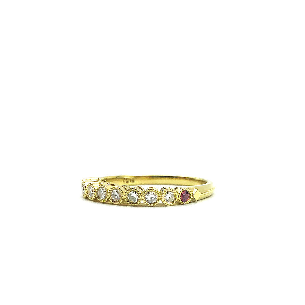 Thumbnail: Bespoke Diamond Band with Ruby, Milgrain, and Cutout Detail, Heirloom Jewelry Redesign