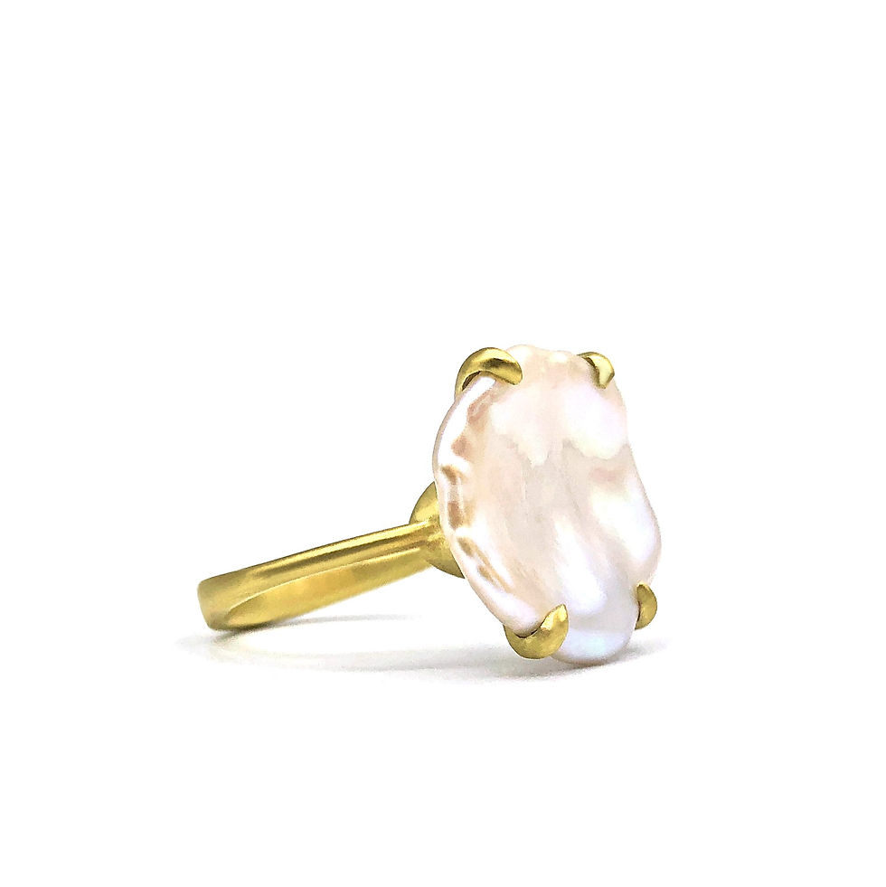 Thumbnail: Pearl Coin Ring in 18k Recycled Yellow Gold