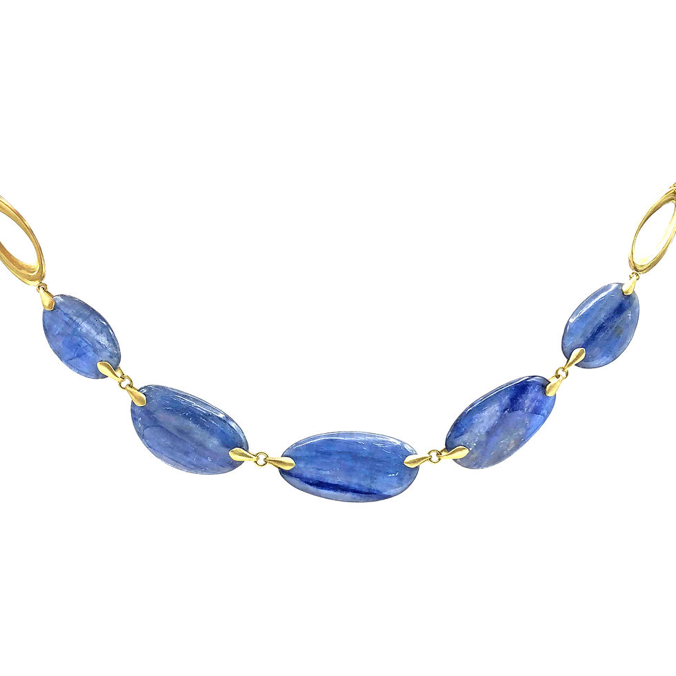 Thumbnail: Blue Kyanite Ovals Necklace | 18k Recycled Yellow Gold | 16 in