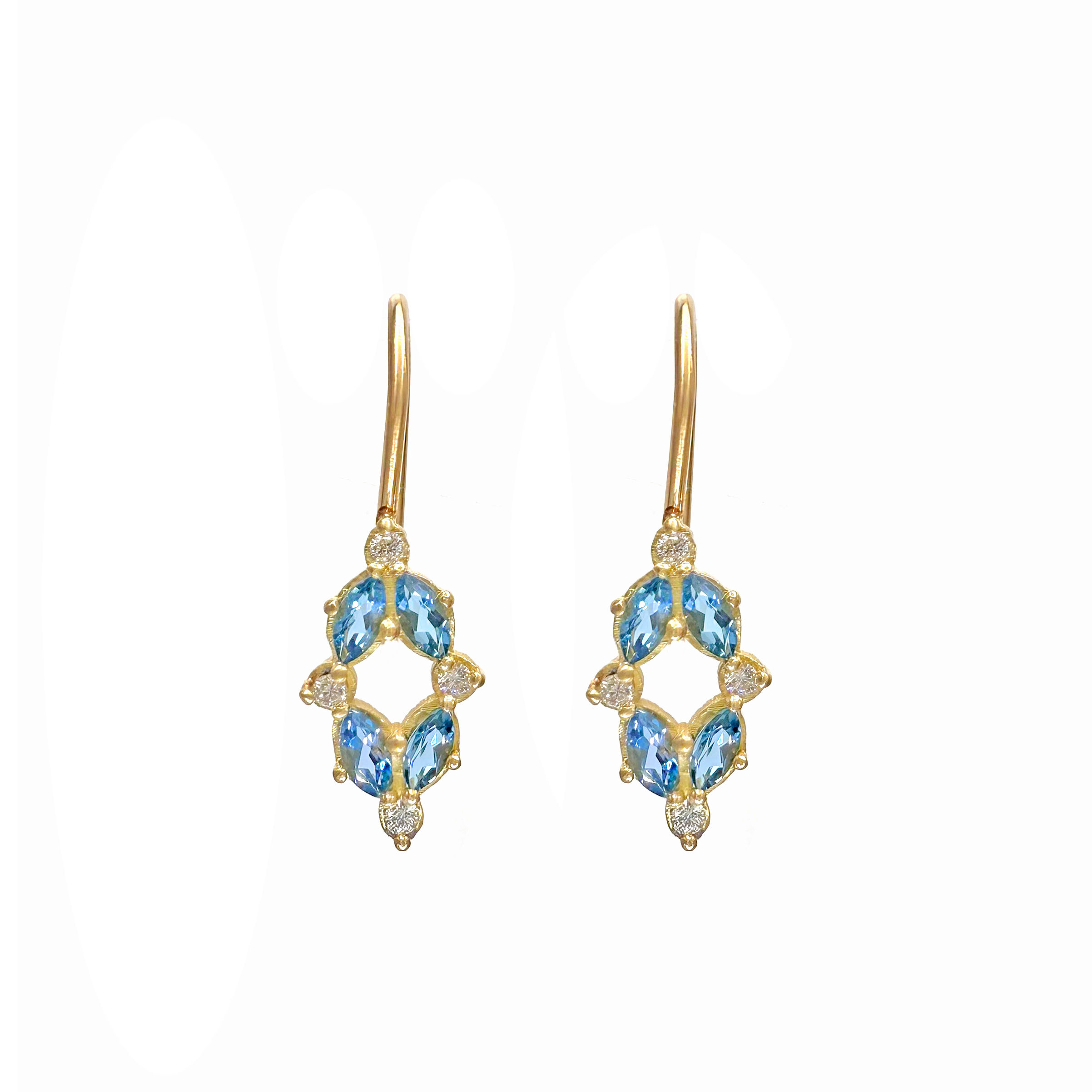 034 Santa Maria Aquamarine and Diamond Drop Earrings in 18kyg