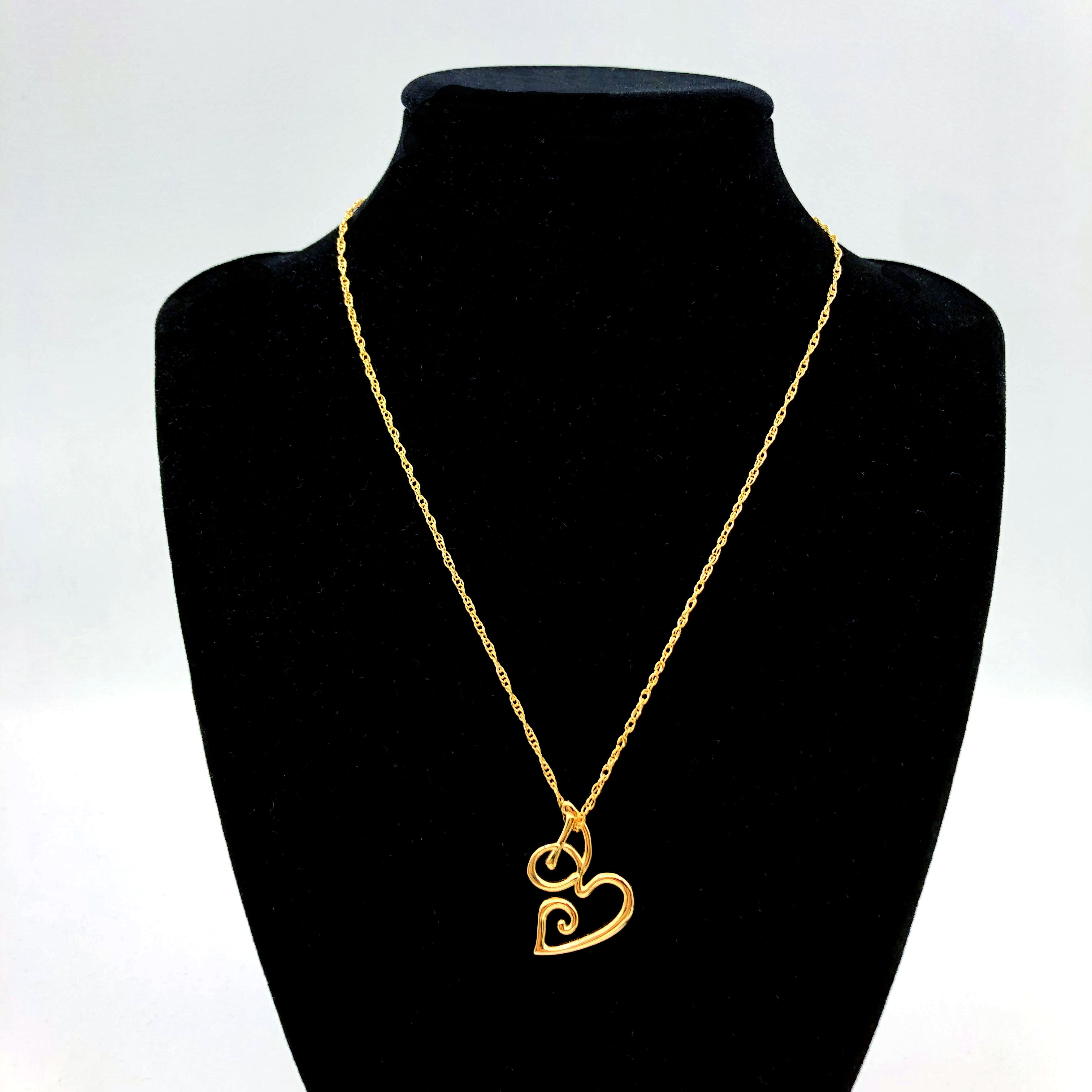 Custom Initials Necklace with Heart Detail in Gold