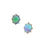 Thumbnail: Custom Oval Australian Blue Opal Stud Earrings with 8-Prong Detail in 18k Recycled Yellow Gold