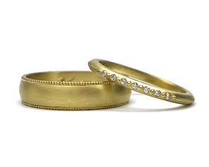 Custom Millegrain Wedding Band Set